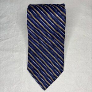 BROOKS BROTHERS 100% Silk Mens Tie Blue White Gold